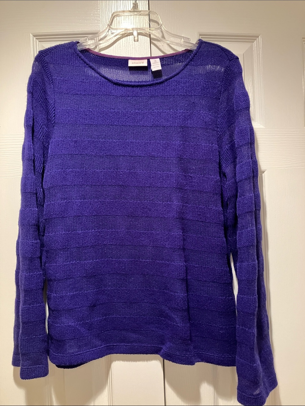 Chico's Violet Textured Crewneck Sweater